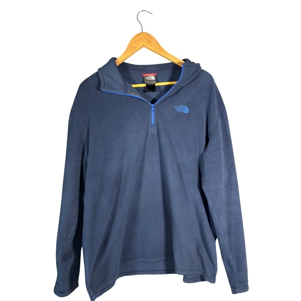 The North Face Mens TKA 100 Quarter Zip Fleece Pullover Gorpcore Navy Blue Large